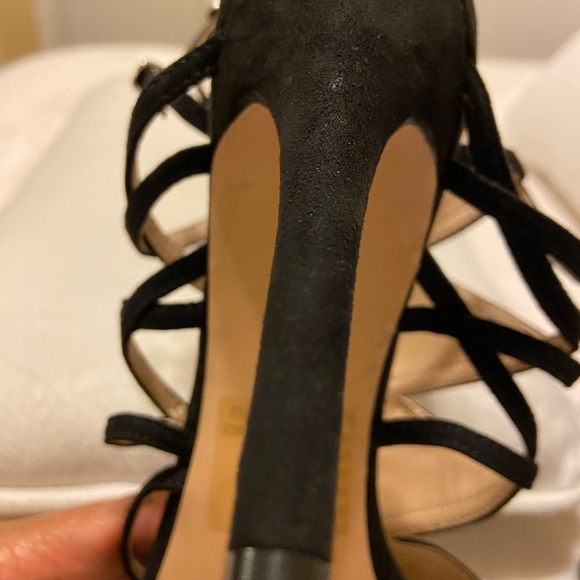 Black Velvet Aztec pattern by JustFab with silver studs Stiletto Heel Sz 6.5 NWT - Picture 7 of 12